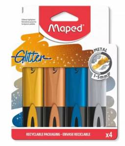 Pincel Marca Texto Maped Glitter Com 4 Unidades