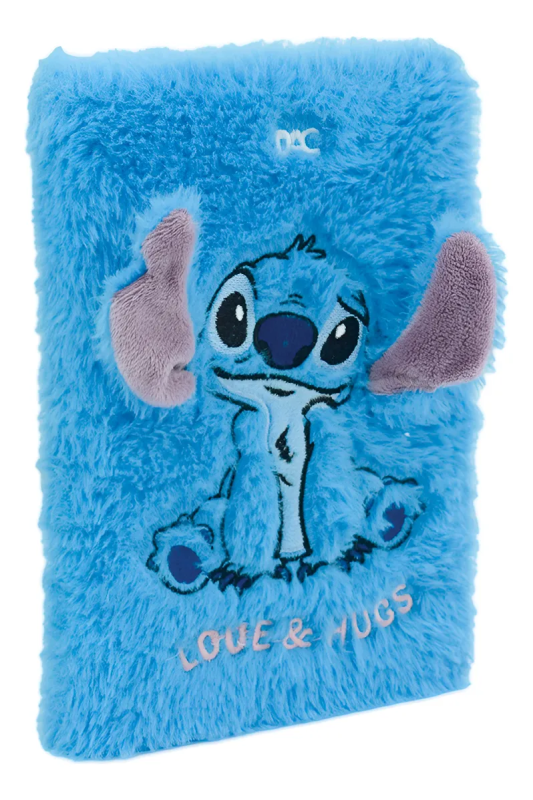 Caderno De Anotações Stitch Fluffy Pelúcia 80 Folhas - Dac Azul