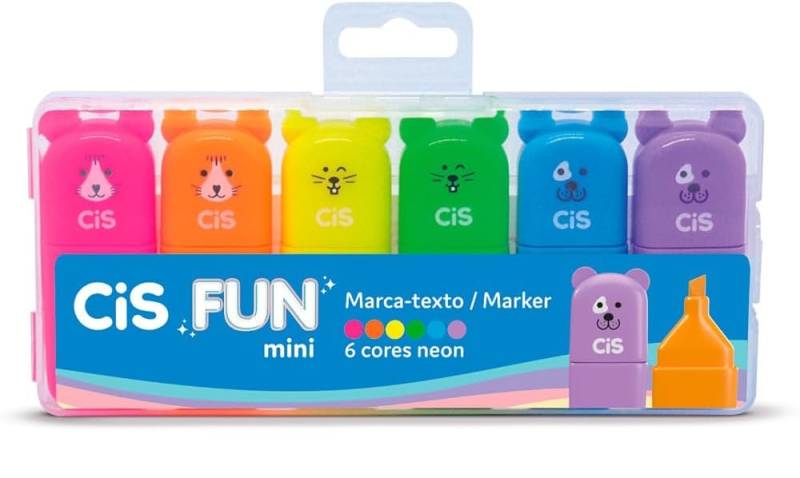 Pincel Marca Texto Cis Fun Mini Neon 6 Cores