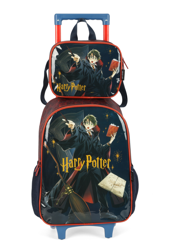 Kit Mochila Carrinho Luxcel+Lancheira Harry Potter Preto Ic41232hp