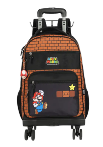 Mochila Carrinho Luxcel Super Mario Marrom  Mc47578mo