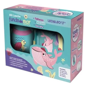 Kit Lanche Leo & Leo Marmita + Garrafa + Talheres