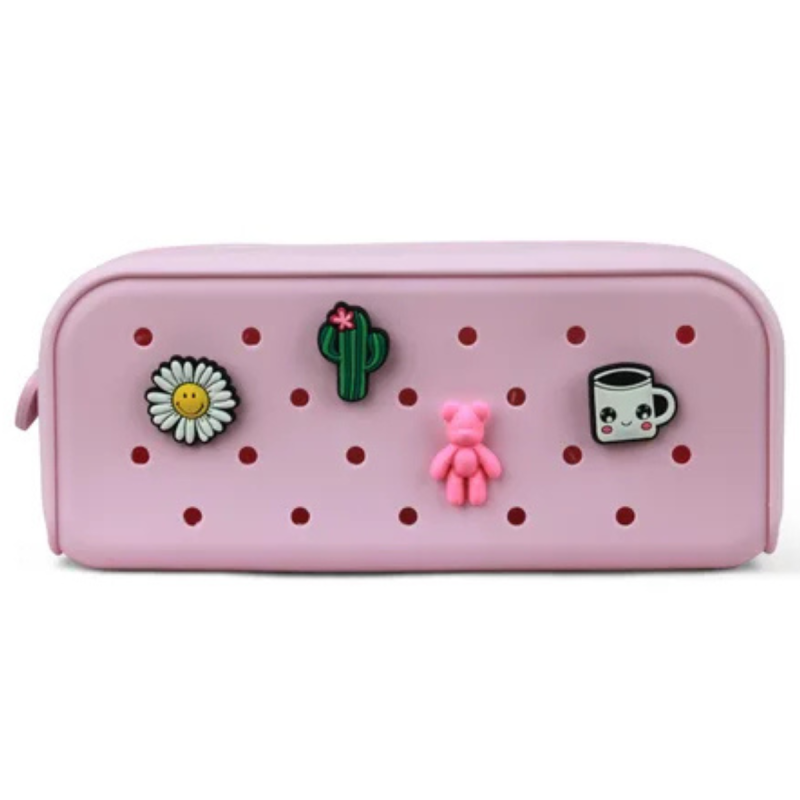 Estojo Escolar Feminino Silicone Charm C/4 Pingentes