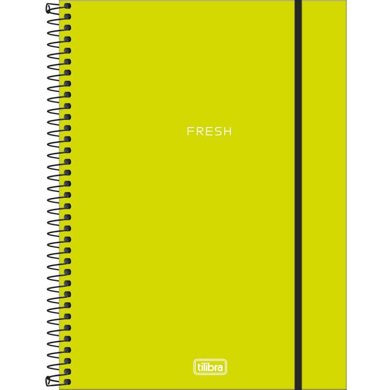 Caderno Universitário Capa Flexível 10 Matérias 160 Folhas Neon Verde Limão Tilibra