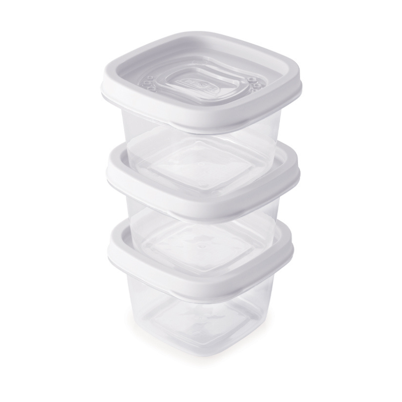 Kit C/3 Pote Com Tampa Retangular Clic 200Ml 