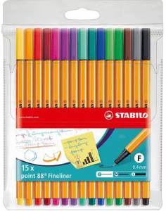 Caneta Stabilo Point 88 15 Cores Fine 0.4 8815