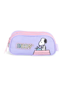 Estojo Feminino Snoopy 2 Fechos Roxo Luxcel ET49730SN