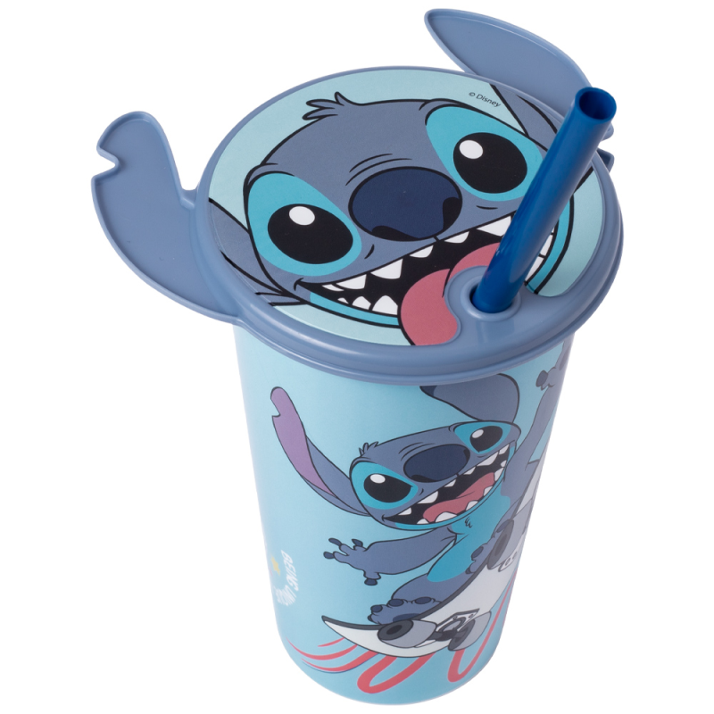 Copo Plástico Stitch C/Tampa Flat 500Ml 17990 Plasútil