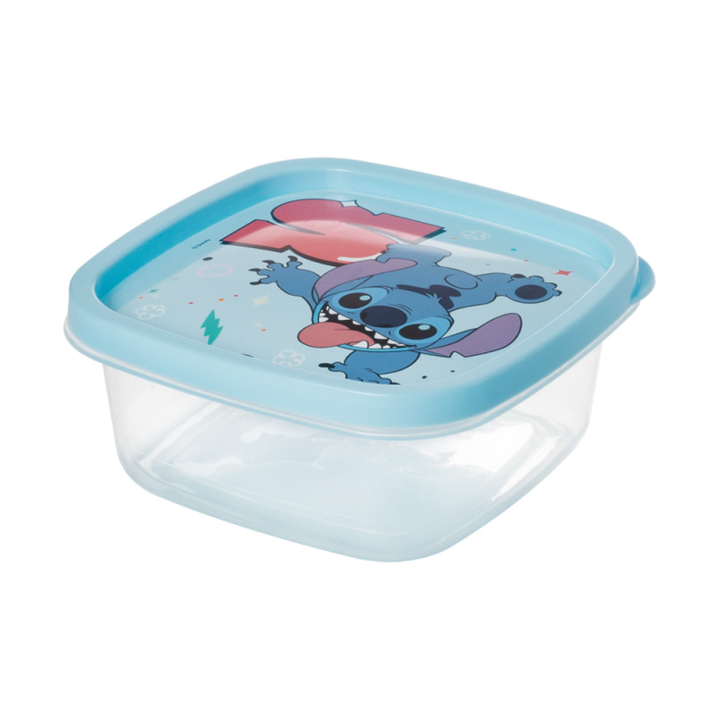 Pote De Plástico Quadrado 580ml - Plasutil Stitch Azul