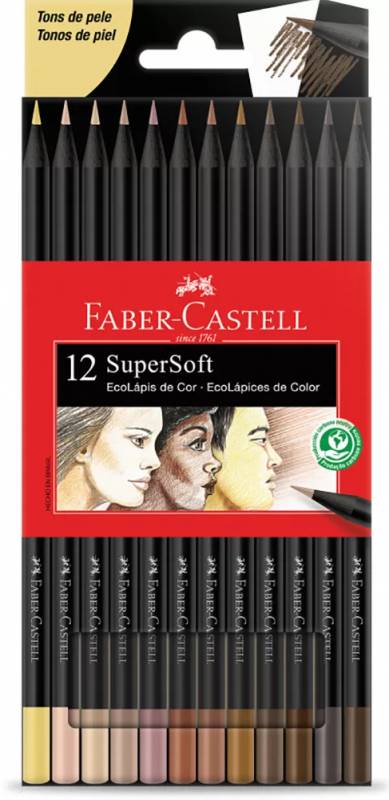 Lápis Cor Faber 12 Cores Supersoft Tons Pele