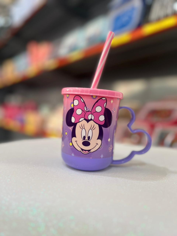 Copo Plastico Com Alça E Canudo Minnie 360Ml Plasútil