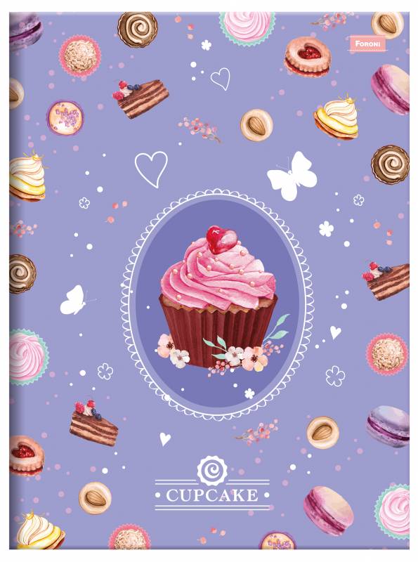 Caderno Brochura Capa Dura 80 Folhas Cupcake Foroni