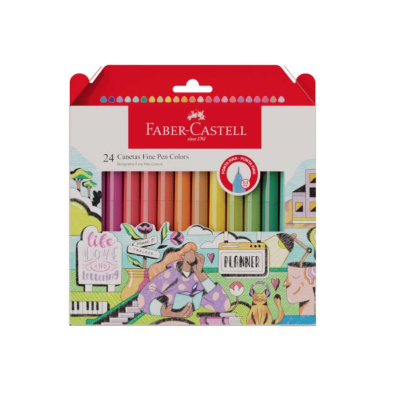 Caneta Faber Castell  Fine 0.4 24 Cores Es24zf