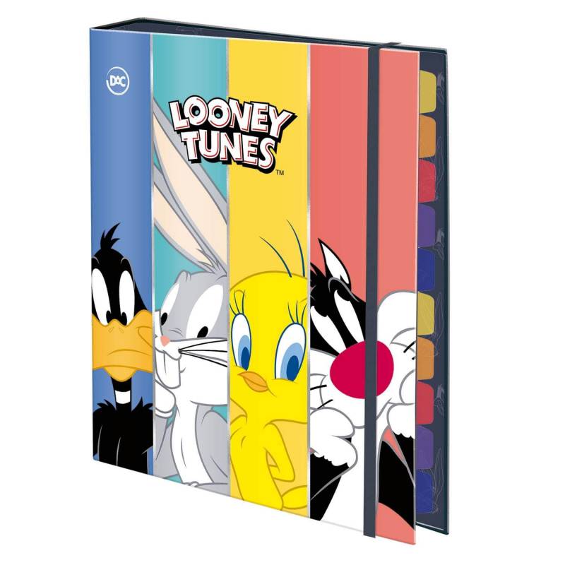 Fichário Dac Colegial Looney Tunes Elástico + Divisórias + Folhas 3756