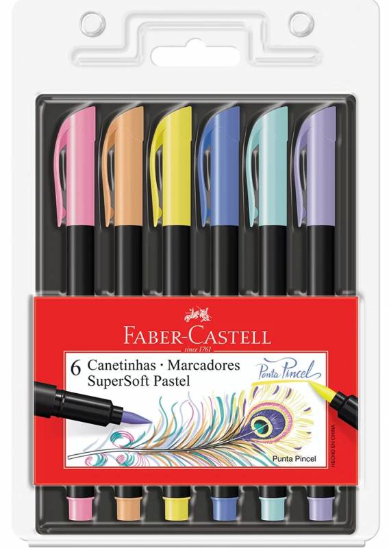 Pincel Brush Faber Castell 6 Cores Supersoft 150706tp