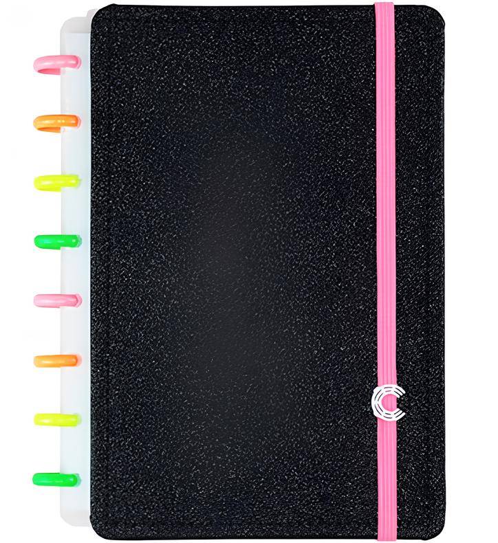 Caderno Inteligente A5 80 Folhas Glitter Neon Black Cia52138