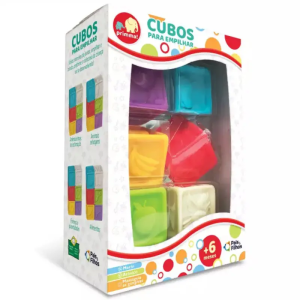 Brinquedo Educativo Mordedor Para Bebê Cubo Macio Empilhar