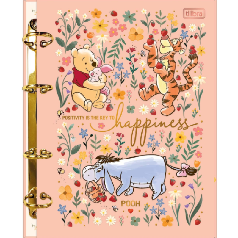 Caderno Argolado Cartonado Colegial Pooh 80 Folhas Tilibra