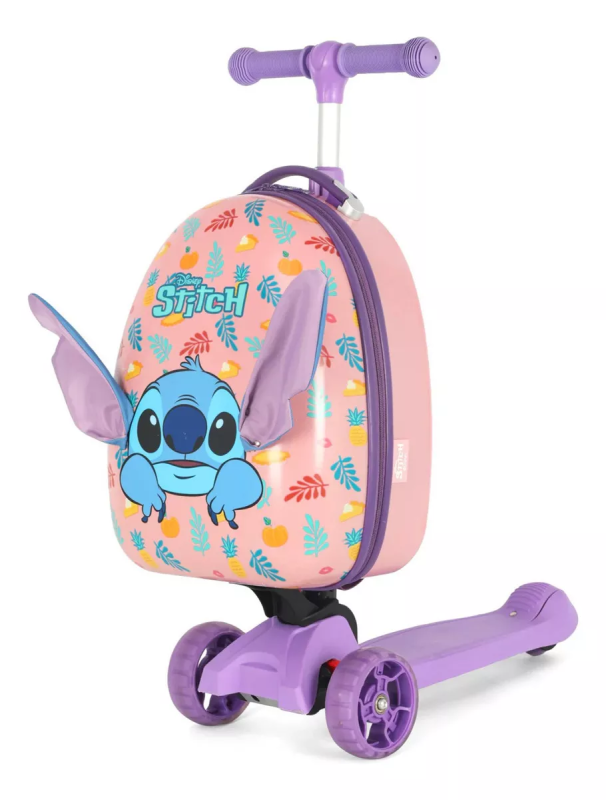 Mala Mochila Infantil Escolar Viagem Patinete Stitch Cor Violeta