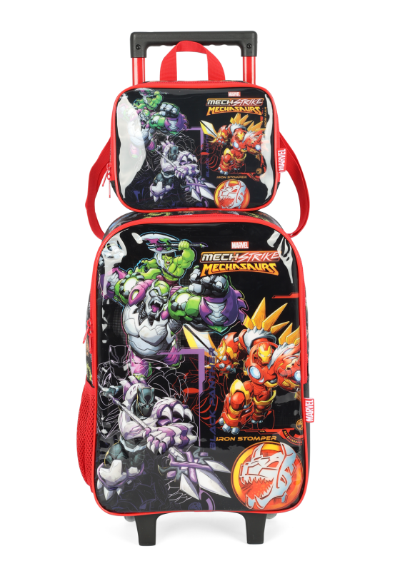 kit Mochila Carrinho Luxcel+Lancheira Avengers Vermelho Ic41672ag