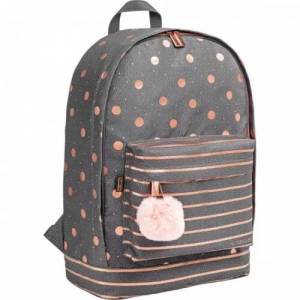 Mochila Tilibra Academie Listras E Poa Cinza