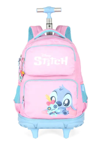 Mochila De Rodinha Stitch Rosa Escolar Mc50042sc
