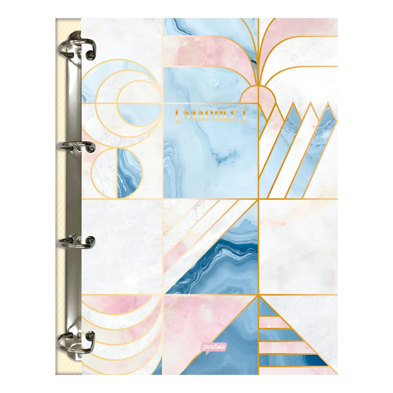 Fichário Jandaia Colegial Marble 80 Folhas
