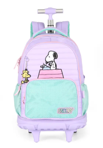 Mochila Carrinho Snoopy Escolar Roxa Mc49720sn