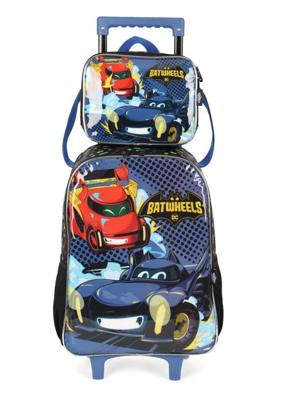 Mochila Carrinho Luxcel +Lancheira  Batwheels Azul LC41262BW