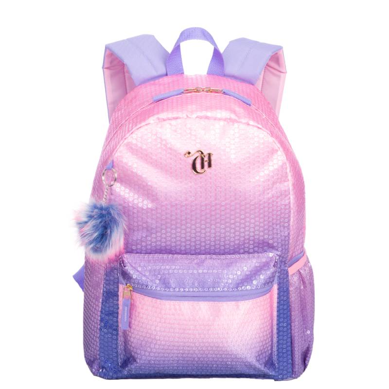 Mochila Sestini Capricho Paetê Rosa e Lilás 75965-08