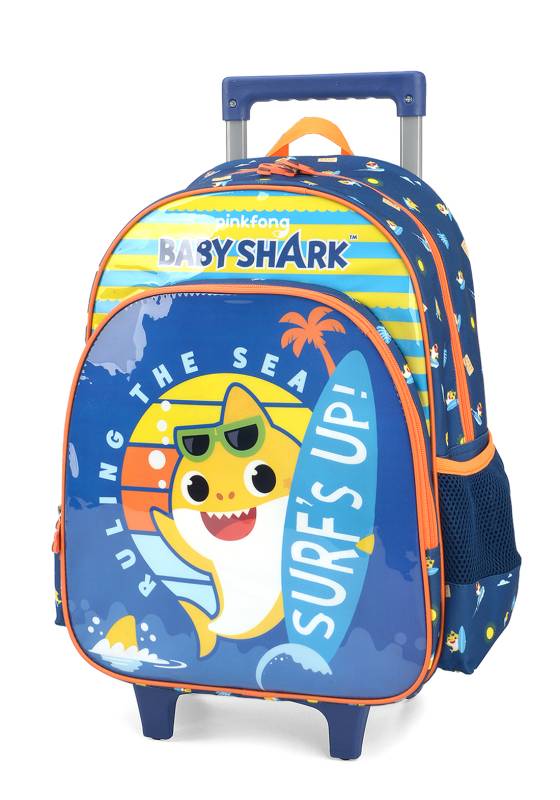 Mochila Carrinho Luxcel Baby Shark Laranja Ic37482b