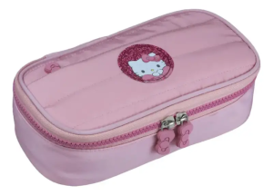 Estojo Feminino Hello Kitty Puffer Glitter 1 Fecho Xeryus 15441